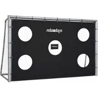 Relaxdays Fußballtor mit Torwand, HBT: 160 x 240 x 90 cm, PE-Netz & Stahl, mit Erdhaken, Garten, großes Spieltor, grau