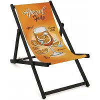 AllBags Premium Holz Gartenliege mit schwarzem Gestell Aperol Spritz – Klappbarer Strandliegestuhl, robust & stabil