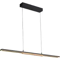 Paul Neuhaus LED-Pendelleuchte - 115 x 200 cm - 2-flammig - Braun - Schwarz - Eichenholz massiv - Metall - höhenverstellbar