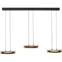 Paul Neuhaus LED-Pendelleuchte - 135 x 200 cm - 6-flammig - Braun - Schwarz - Eichenholz massiv - Metall - höhenverstellbar