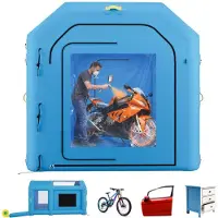 StarTech.com Aufblasbare Lackierkabine - Spritzkabine 4 x 2,5 x 2,5 m - Mit 750 W Gebläse - Aktivkohle-Filtersystem - Transparentes PVC-Fenster - Für Fahrräder Motorräder Möbel - Blau