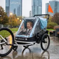 SUGIFT Fahrradanhänger Buggy, Kinderfahrradanhänger 2-Sitzer 2-in-1, Oxford-Stahl, Blau | klappbar | 20 Zoll Lufträder | 155x82x102 cm