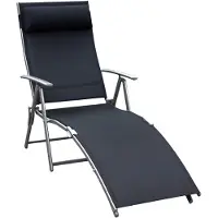 SUGIFT Sonnenliege klappbar mit Kissen, Gartenliege Liegestuhl, Textilene-Stoff, Schwarz | 137 x 63,5 x 100,5 cm | bis 165 kg | 7-fach verstellbar