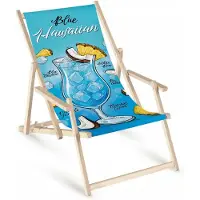 AllBags Klappbare Oxford Strandliege Fullprint „Blue Hawaiian“ – Tragbare Gartenliege mit Armlehnen, leichte Campingliege