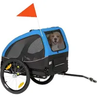 vidaXL Sunvello Hundeanhänger Faltbar mit Reflektoren Mesh-Fenster Rädern Tür Sicherheitsflagge für Hunde bis 20 kg 138x70x89 cm Blau