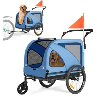 Sepnine Hunde Fahrradanhänger faltbar 2-in-1 für Hunde 110 lb Traglast Blau