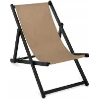 AllBags Premium Holz Strandliegestuhl Leinenfarbe – Klappbare Gartenliege für Strand & Garten