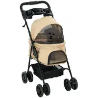 BellaFurn Hundekinderwagen für kleine Hunde, faltbar | Farbe: Khaki | Abmessungen: 45x67x96 cm