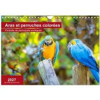 CALVENDO Aras und bunte Wellensittiche (Wandkalender 2027, DIN A4, Hochformat), Monatskalender
