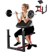 Vevor Preacher Curlbank Hantelbank mit Beinstrecker, Krafttrainingsbänke (Max. Belastung 200 kg) Heim-Fitnessbank, Fitnessgerät, Sitzende Arm-isolierte Langhantel-Station, Trainingsbank