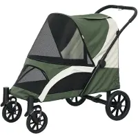 BellaFurn Zusammenklappbarer Hundekinderwagen für große Hunde bis 30 kg | Farbe: Grün, Weiß | Abmessungen: 67x124x100 cm