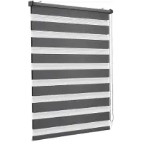 Sekey Doppelrollo Klemmfix ohne Bohren für Fenster, Doppelrollo 75 cm breit, Duo Rollo Jalousie Sonnenschutz, 75x150cm, Dunkelgrau