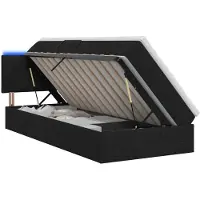 vidaXL LED-Speicherbett mit Matratze Schwarz 90 x 200 cm Stoff