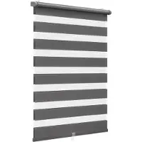 Sekey Doppelrollo Klemmfix ohne Bohren Doppelrollo Duo Rollo Schnurlos Rollo Faltrollo 80x210cm, Dunkelgrau