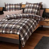 Janine Soft-Baumwolle Bettwäsche Cortina 71006 135x200 cm + 80x80 cm moccamousse-beige