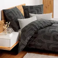 Janine Soft-Baumwolle Bettwäsche Cortina 71009 155x220 cm + 80x80 cm anthrazit