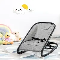 Markenlos Klappbare 2-in-1-Babywippe und Babyschaukel, Babyliegestuhl mit 2 verstellbaren Liegepositionen, für Neugeborene bis 15 kg (Hellgrau)