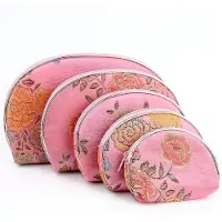 Markenlos 5 Stück Federmäppchen – Satin Rosa – Blumenmuster – Verschiedene Größen – Geldbörse, Make-up-Tasche, Reisetasche, Federmäppchen – Geschenkidee für Frauen, Mädchen