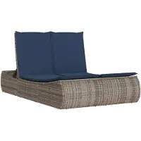 vidaXL Doppel-Sonnenliege mit Kissen Grau Poly Rattan