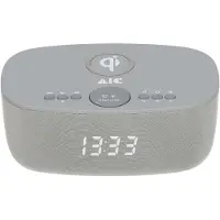 AIC 28 BT Radiowecker mit Bluetooth Qi-Ladefunktion Dimmbares Display 2 Weckzeiten grau