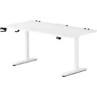 Diablo Chairs Elektrisch Gaming Tisch Schreibtisch PC Computertisch Ergonomisch Carbon Kopfhörerhaken Getränkehalter weiß, 1600 x 800 mm