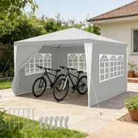 Peviasot Pavillon 3x3m Partyzelt mit stabilem Metallrahmen wasserdichtes Gartenzelt für bis zu 3 Personen Weiß