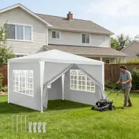 Peviasot Pavillon 3x3m Gartenzelt wasserdicht Partyzelt mit Fenstern PE Plane für Garten Terrasse Geburtstag Weiß