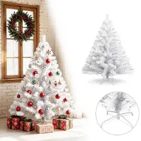Eikuavons 150cm Künstlicher Weihnachtsbaum mit 400 Spitzen PVC, Tannenbaum mit Ständer, Christbaum Kunstbaum Weiß