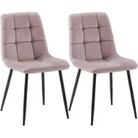 CLP 2er Set Esszimmerstühle Tilde gepolstert mit Rückenlehnen bis 150 kg belastbar pink Material Samt