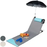 Famanu Strandmatte mit Parasol - verstellbar - tragbar - grau