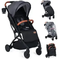 Northix Faltbarer Kinderwagen mit Regenschutz, verstellbarer Rückenlehne und Fußstütze, Grau