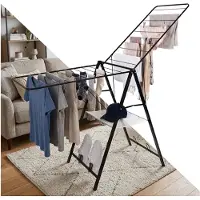 Relaxdays Wäscheständer, klappbar, HxBxT: 104,5 x 171 x 58 cm, 2 verstellbare Flügel, Metall, Trockenständer, schwarz
