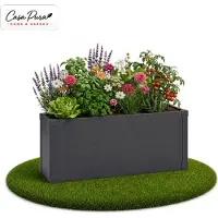 Floordirekt Hochbeet Andros aus Metall schmal verzinkt für Balkon Terrasse Garten – 52 cm Höhe Anthrazit