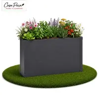 Floordirekt Hochbeet Andros aus Metall schmal verzinkt für Balkon Terrasse Garten – 77 cm Höhe Anthrazit