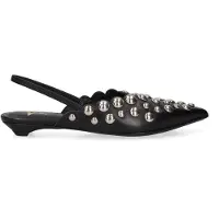 Marc Ellis Nyxara Plus Damen Sandale, schwarzes Leder, offene Zehenpartie, mit Nieten