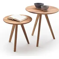 MCA Couchtisch Set Genny 2-teilig | Asteiche massiv | Ø50/Ø45
