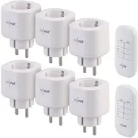 Revolt 6er-Set Mini-Funksteckdosen mit Fernbedienung, 30 Meter, 3.680 Watt