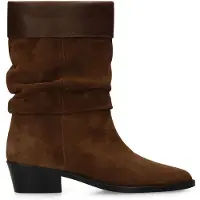 Manfield Braune Veloursleder-Stiefeletten mit Glattleder-Umschlag | Größe 38