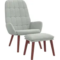 vidaXL Relaxsessel mit Hocker Hellgrau Samt