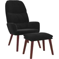 vidaXL Relaxsessel mit Hocker Schwarz Samt