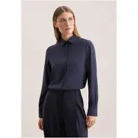 Seidensticker Hemdbluse , Damen, Gr. S (36), blau (dunkelblau), 100% Viskose, unifarben, regular fit, ohne Ausschnitt, Blusen Hemdbluse, 1/1 Kragen Uni