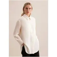 Seidensticker Longbluse "Schwarze Rose", Damen, Gr. S (36), weiß (sanftes weiß), 100% Polyester, unifarben, oversize, ohne Ausschnitt, Blusen Longbluse, 1/1 Kragen Uni