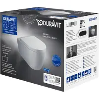 Duravit ME by Starck Wand-WC Set, HygieneFlush Tiefspüler, inklusive WC-Sitz, Weiß Hohglanz mit DuraShield, 457909AAA1