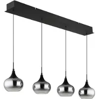Globo LED Pendelleuchte Lui 32W warmweiss Schwarz matt rauchfarben Metall Glas 150x90cm