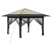 Syfax Gazebo mit 4 Seitenwänden 3,3 x 3,3 m Creme und Anthrazit