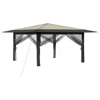 vidaXL Pavillon mit 4 Seitenwänden 4 x 4 m Creme und Anthrazit