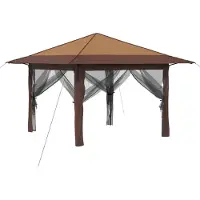 vidaXL Gazebo mit 4 Seitenwänden 3,3 x 3,3 m Beige und Braun