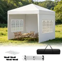 Eikuavons Faziango Pavillon 3x3 m mit Seitenwänden und Fenstern, Pop-Up Faltpavillon mit wasserdichtem 210D-Oxforddach, UV-Schutz 50+, höhenverstellbar, Tragetasche, Weiß