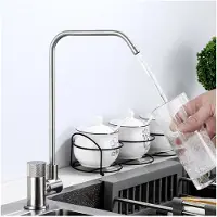 Markenlos Faltbarer Trinkwasserhahn mit Wasserfilter, Küchenarmatur in Chromsilber, Doppelter Wasserauslass, Einzelkühlung
