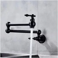 Markenlos Retro Wandmontage Wasserhahn für die Küche, klappbar, einzelner Kaltwasseranschluss, schwarz